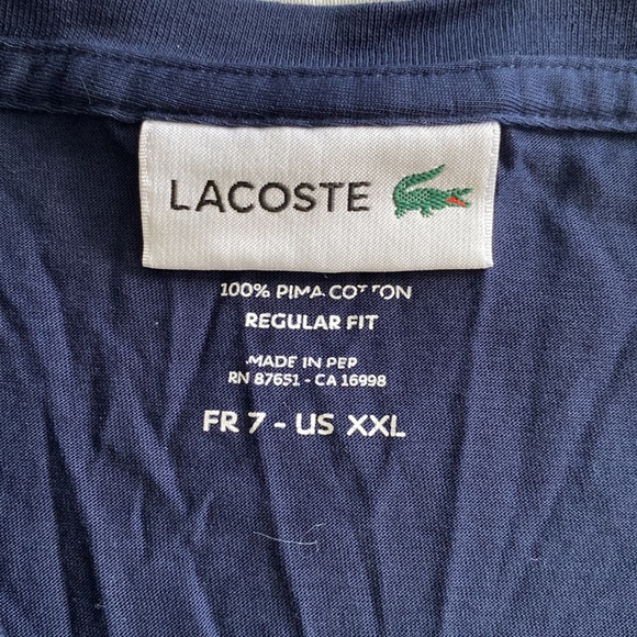 Lacoste Short Sleeved V-Neck XXL (Navy Blue) - Picture 4 of 5